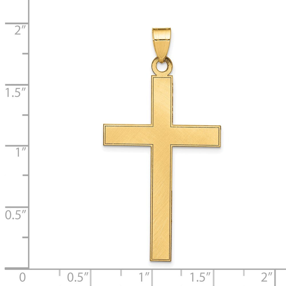 14k Yellow Gold Florentine Satin Cross Pendant for Women