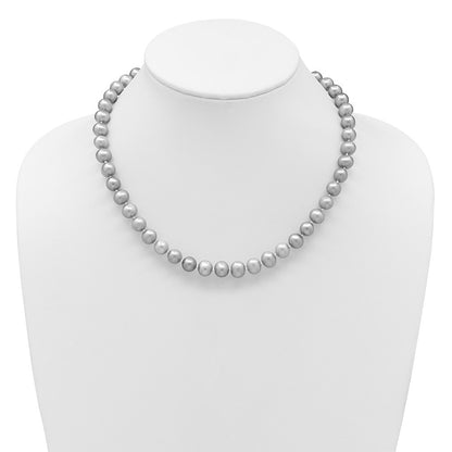 14k Yellow Gold 8-9mm Grey Near Round Freshwater Cultured Pearl 16 inch Necklace