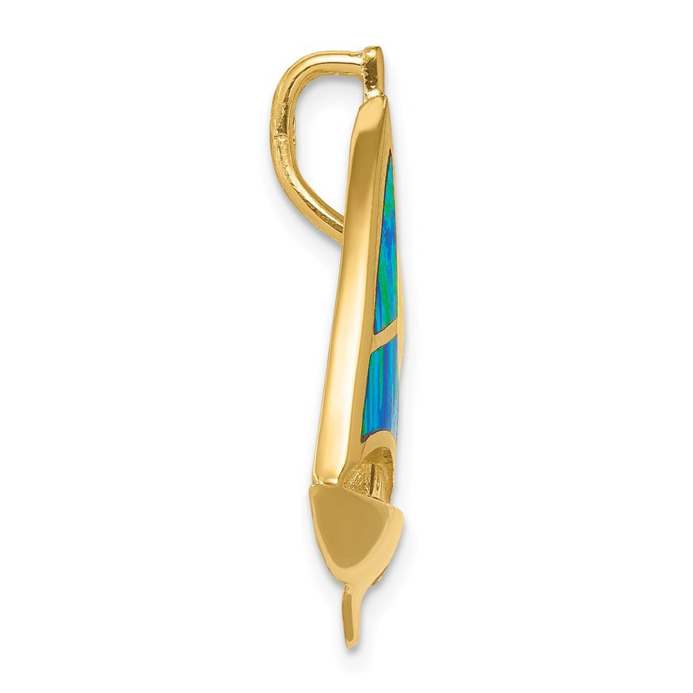 14k Yellow Gold Imitation Opal Sailboat Slide