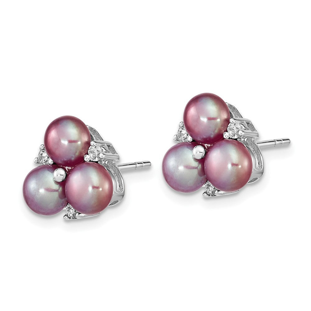 Sterling Silver 5-6mm Purple Freshwater Cultured Pearl Earrings