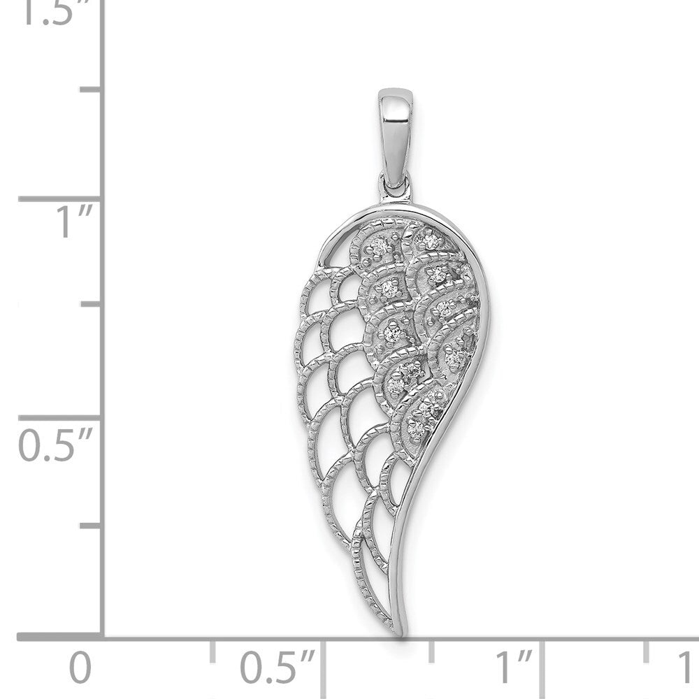 14k White Gold Diamond Open-work Wing Pendant for Women