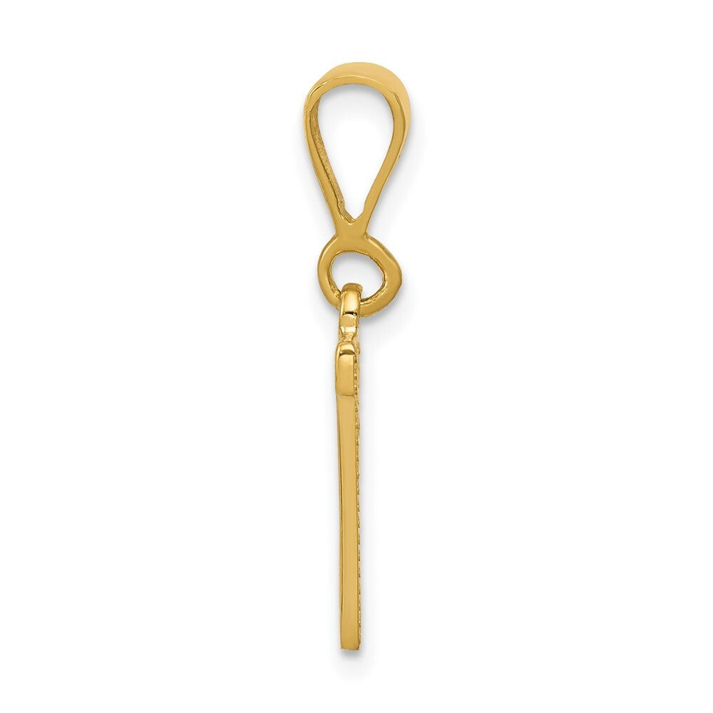 14k Yellow Gold Textured Initial N Charm Pendant for Women