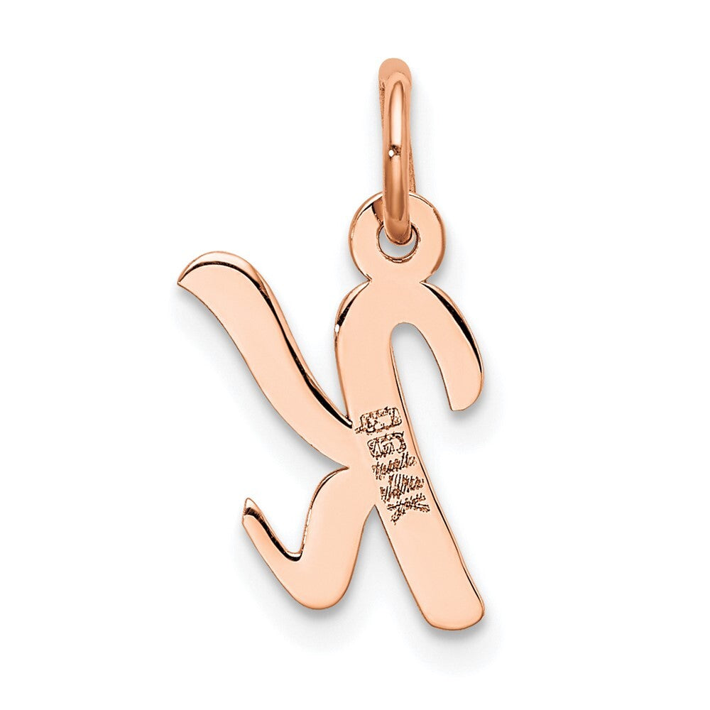 14k Rose Gold Small Script Letter K Initial Charm Pendant for Women