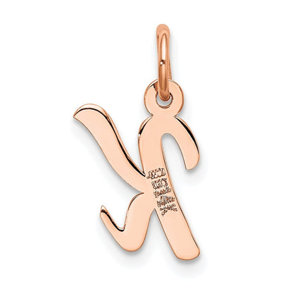 14k Rose Gold Small Script Letter K Initial Charm Pendant for Women