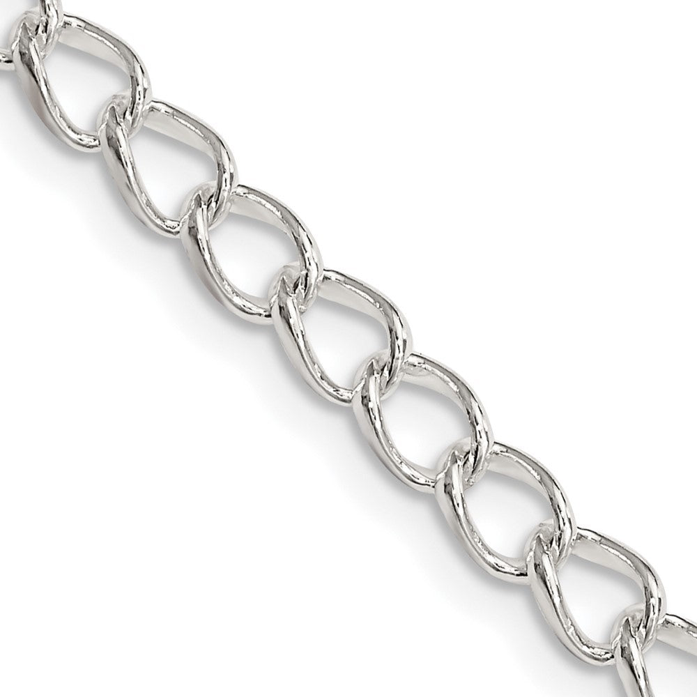 Sterling Silver 4.5mm Half round Wire Open Curb Chain Necklace