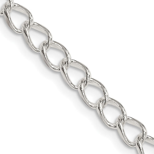 Sterling Silver 4.5mm Half round Wire Open Curb Chain Necklace
