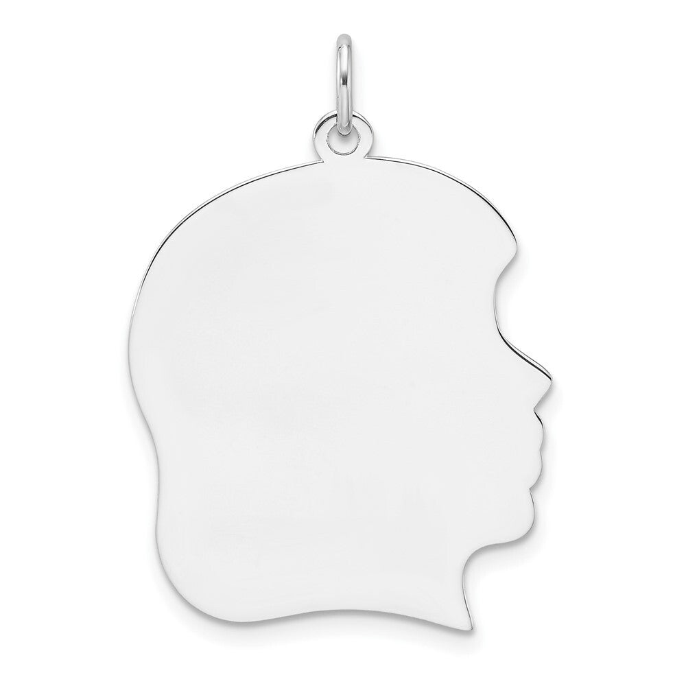 Sterl Silver Rh-plt Engraveable Girl Polished Front/Satin Back Disc Charm
