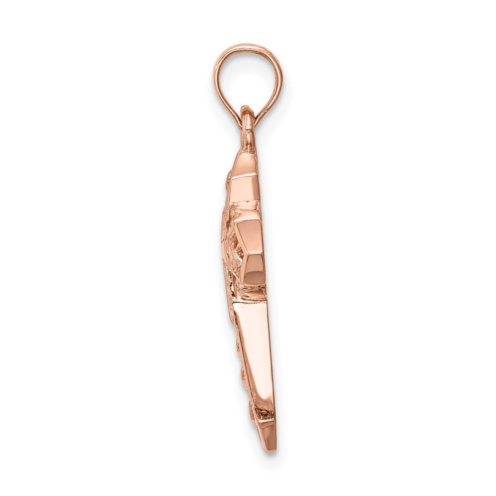 14k Rose Gold Rose Polished Cross Pendant for Women