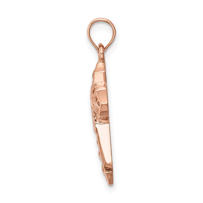 14k Rose Gold Rose Polished Cross Pendant for Women