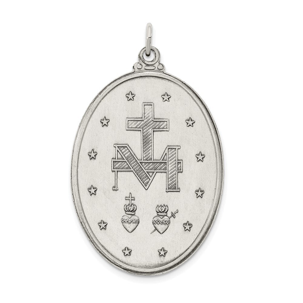 Sterling Silver Antiqued Miraculous Medal Pendant Holiday Gift for Women