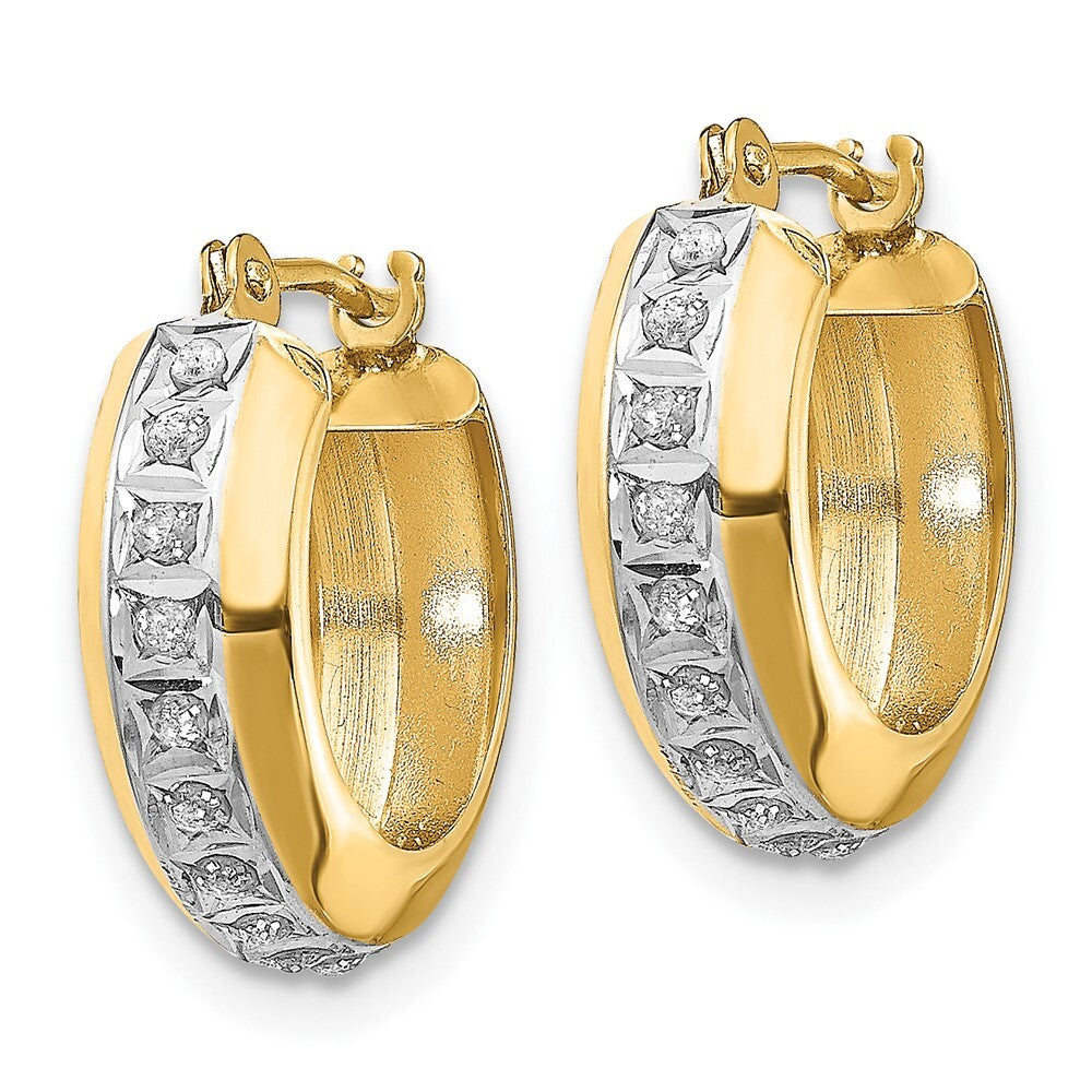 14kDiamond Fascination Round Huggy Hinged Hoop Earrings Gift for Women