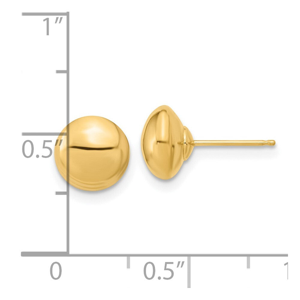 14k Yellow Gold Polished Button Stud Earrings
