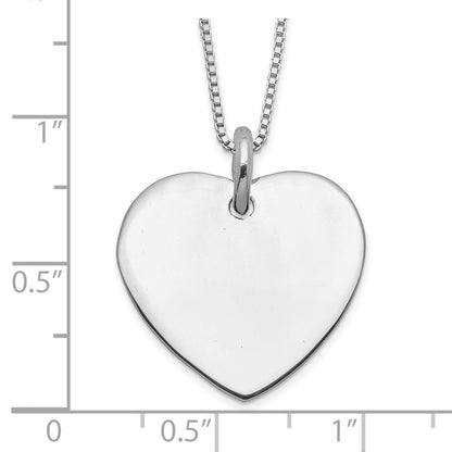 Sterling Silver Engraveable Heart on Box Chain Necklace 18 inch Necklace