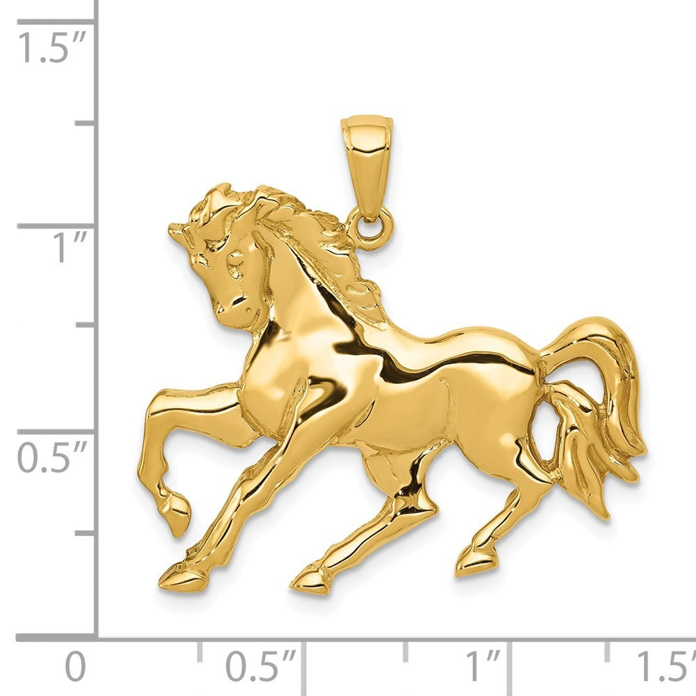 14k Yellow Gold Horse Galloping Pendant