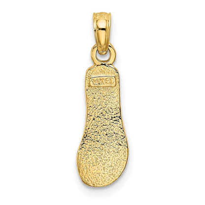 14k Yellow Gold Single Polished Strap Flip-Flop Charm Pendant for Women