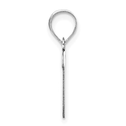 14k White Gold Polished Script Letter T Initial Pendant for Women