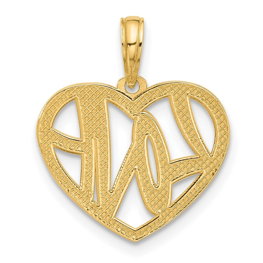 14k Yellow Gold Polished Fancy Love Heart Charm Pendant for Women
