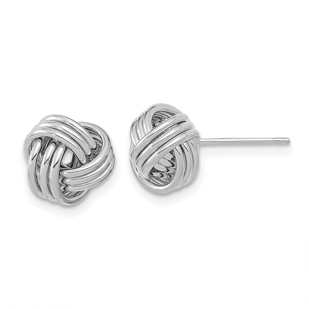 14k White Gold Polished Triple Love Knot Stud Earrings Gift for Women
