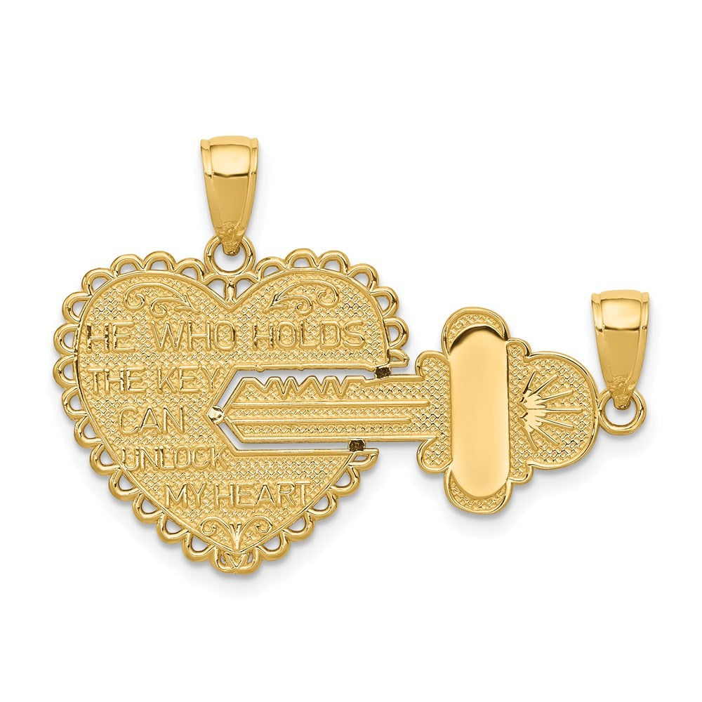 14k Yellow Gold Polished 2 Piece Break Apart HE WHO HOLDS THE KEY Charm Pendants