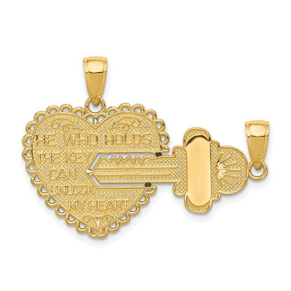 14k Yellow Gold Polished 2 Piece Break Apart HE WHO HOLDS THE KEY Charm Pendants