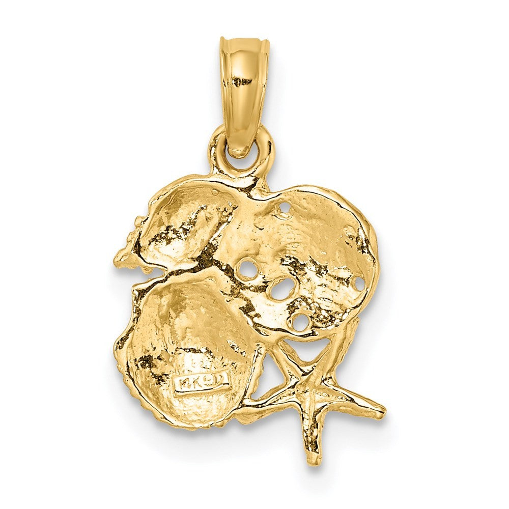 14k Yellow Gold Four Shell Cluster Charm Pendant