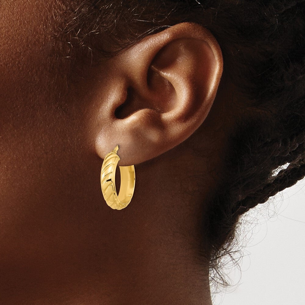 14k Yellow Gold Polished Fancy Hoops Gift for Women