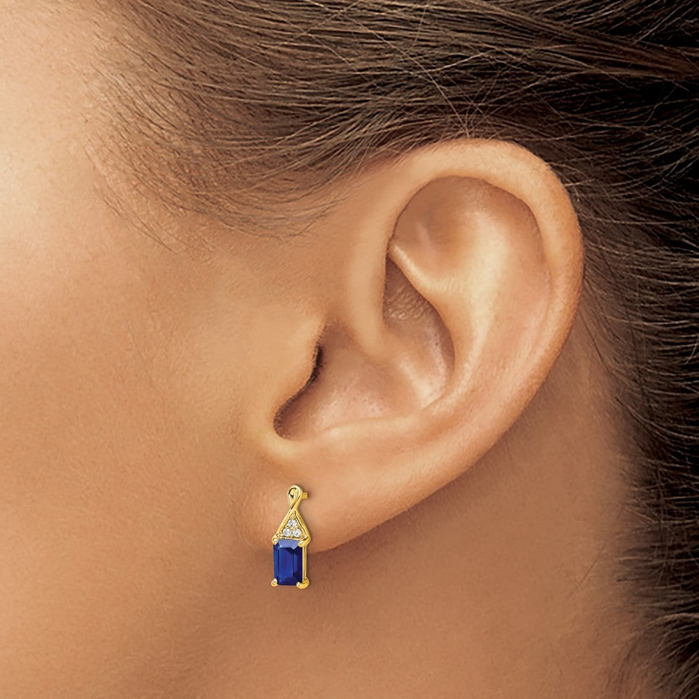 14k Yellow Gold Sapphire and Diamond Earrings