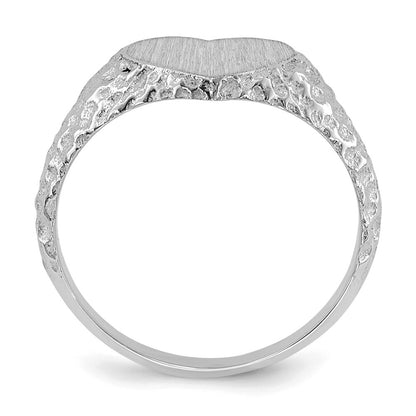 14k White Gold 8.0x9.0mm Open Back Heart Signet Ring