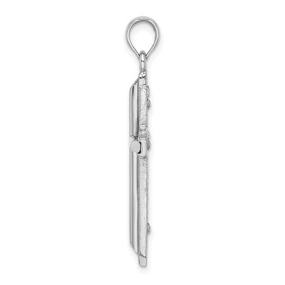 14k White Gold Polished Cross Pendant for Women