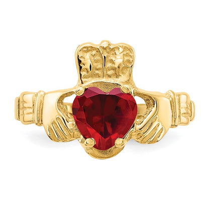 14K Yellow Gold January CZ Birthstone Claddagh Ring