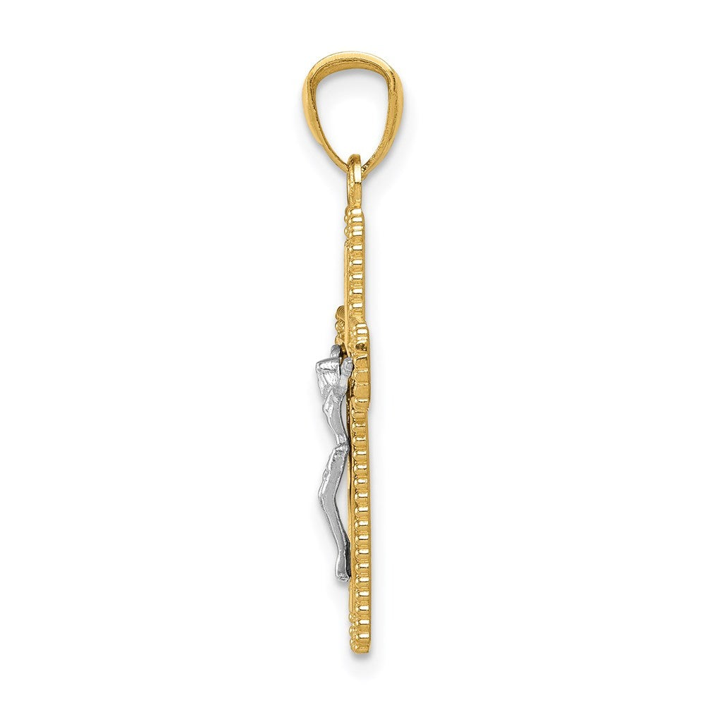 14k Two-Tone Gold Polished Crucifix Pendant