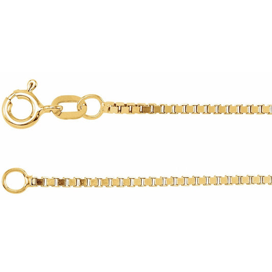 14k Yellow Gold 1.3 mm Diamond-Cut Box Chain Necklace 20" Fine Gift for Women