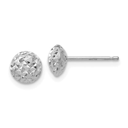 14K White Gold 6mm Circle Puff Earrings