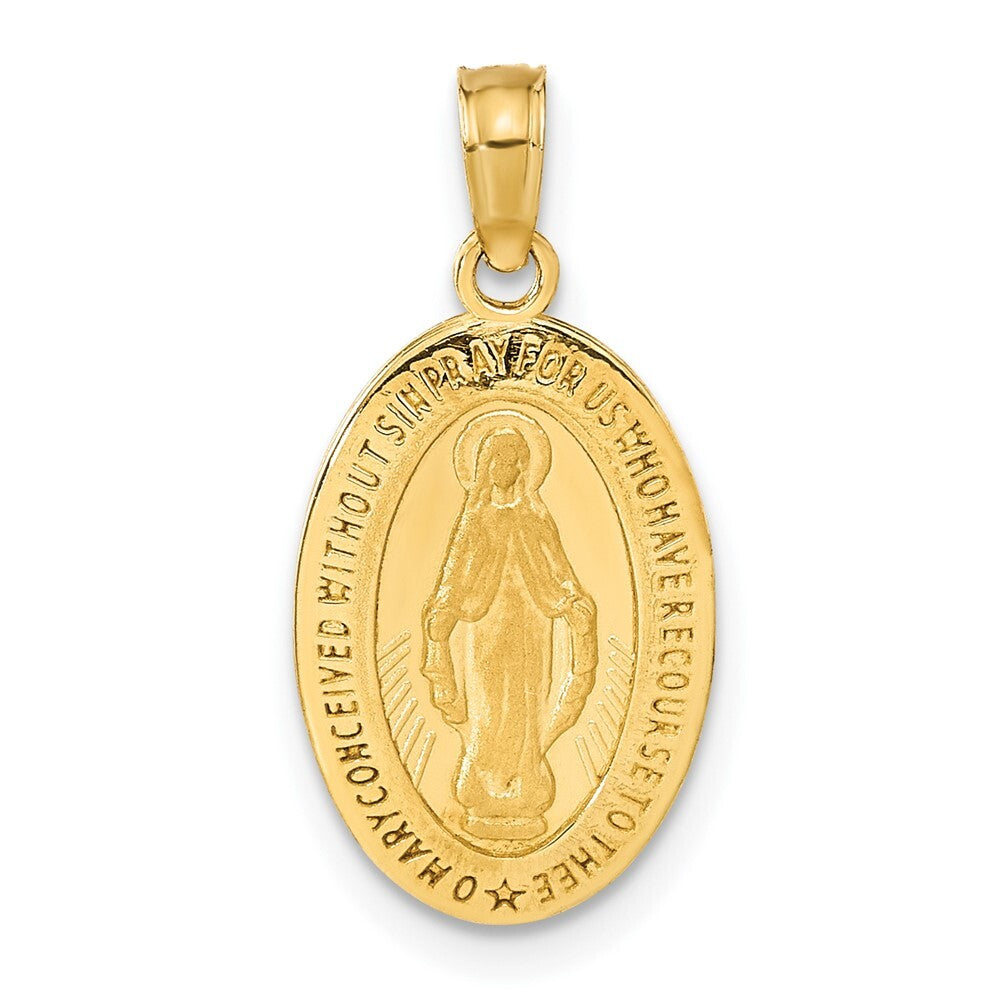 14k Yellow Gold Miraculous Medal Pendant for Women