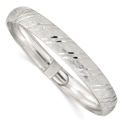Sterling Silver 10.5mm Polished Diamond-Cut Flexible Bangle