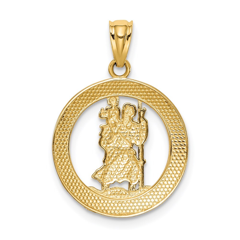 14k Yellow Gold Rhodium St Christopher Pendant for Women