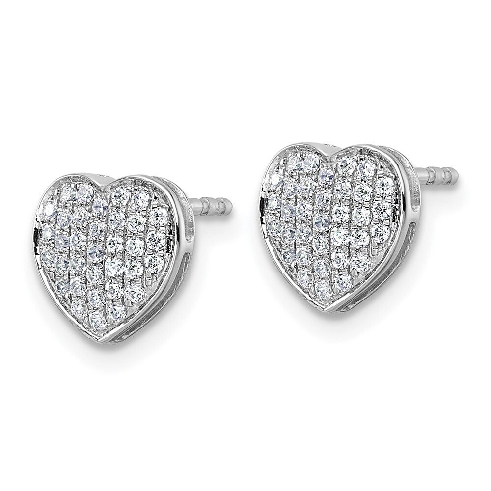 14k White Gold Diamond Heart Stud Earrings