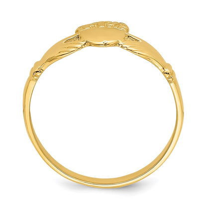14K Yellow Gold Polished Claddagh Ring Size 7