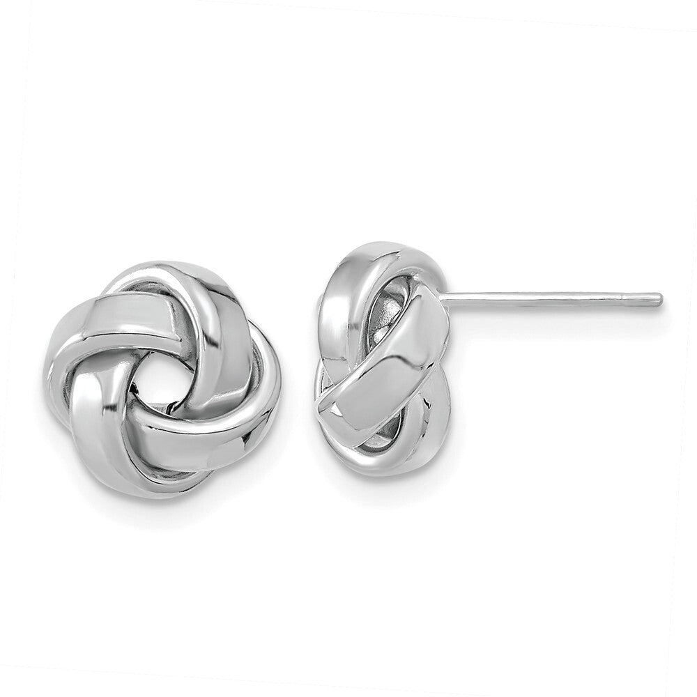 14k White Gold Polished Love Knot Stud Earrings Gift for Women