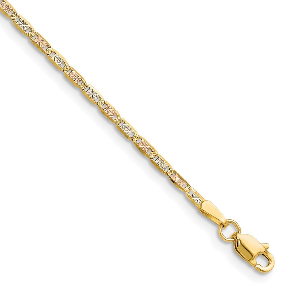 14k 2.0mm Tri-color Gold Valentino Chain Bracelet