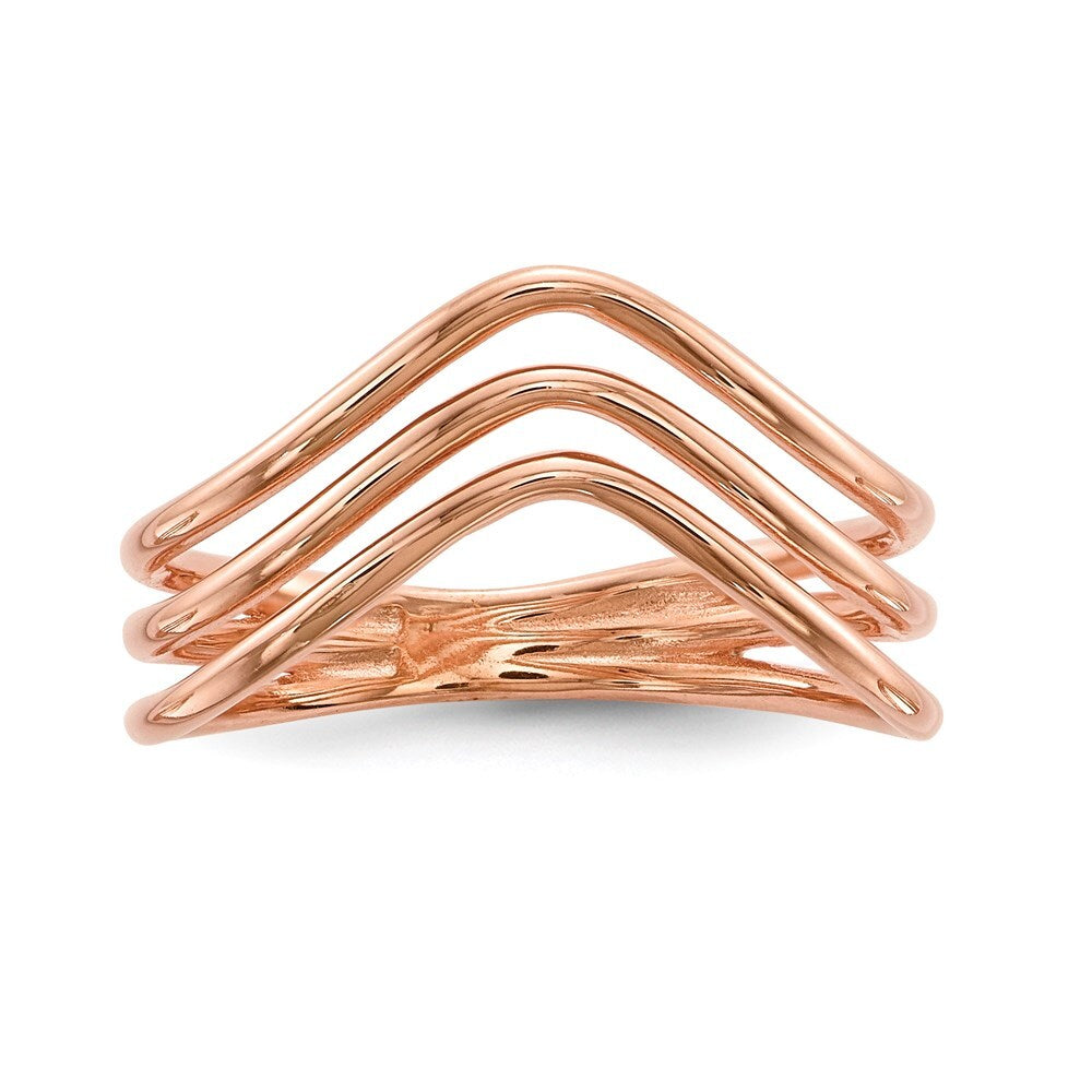 Sterling Silver Rose-tone 3-band Ring Size 6