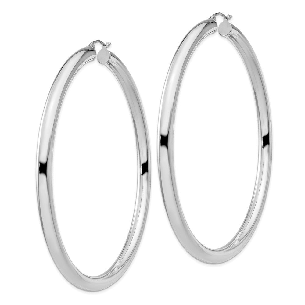 Sterling Silver Rhodium-plated 5mm Round Hoop Earrings