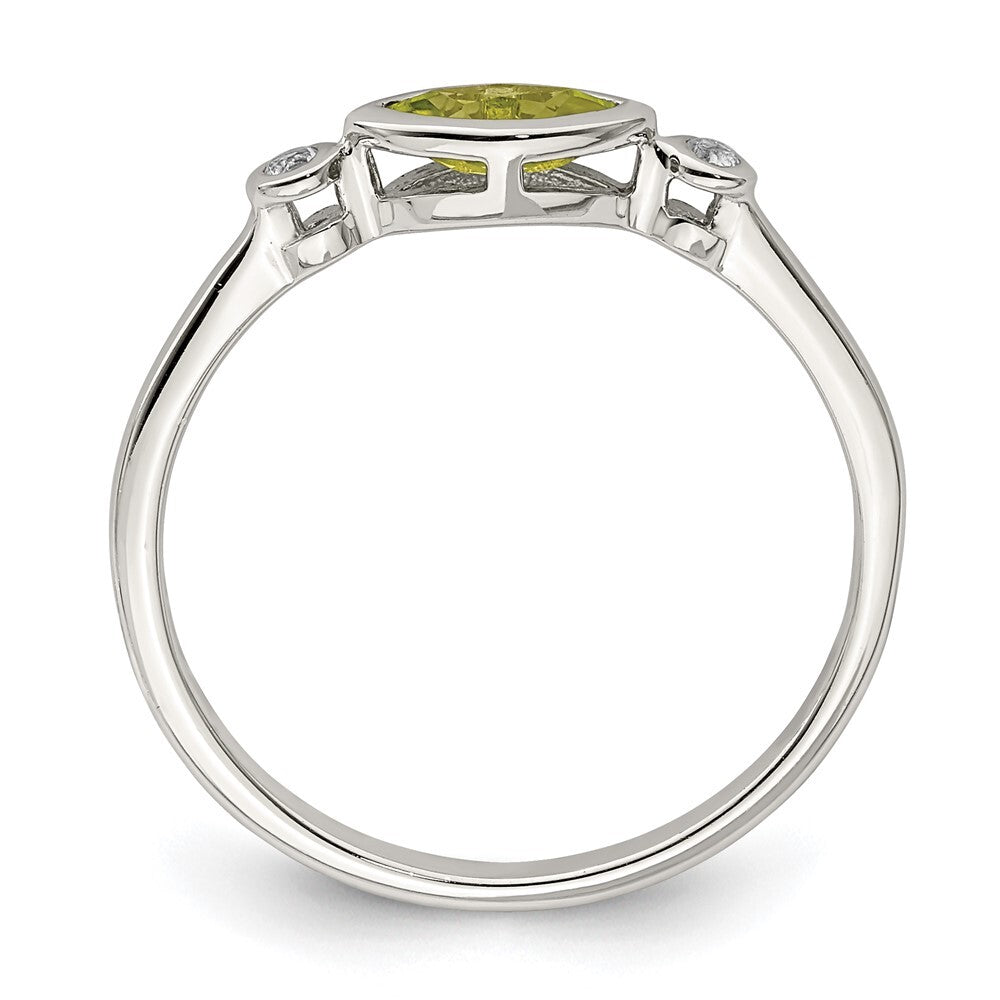 Sterling Silver Rhodium-plated Polished Peridot and White Topaz Ring Size 6