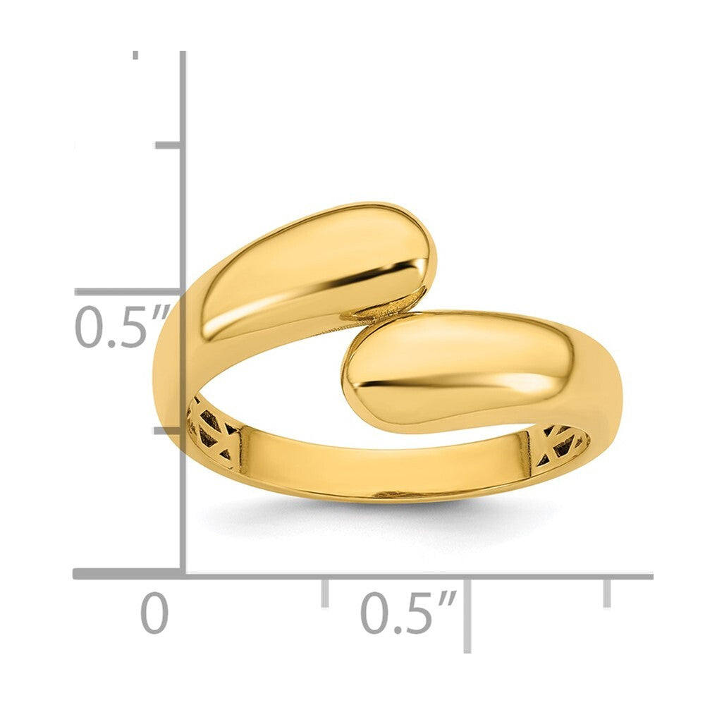 14K Yellow Gold Polished Bypass Ring Size 7