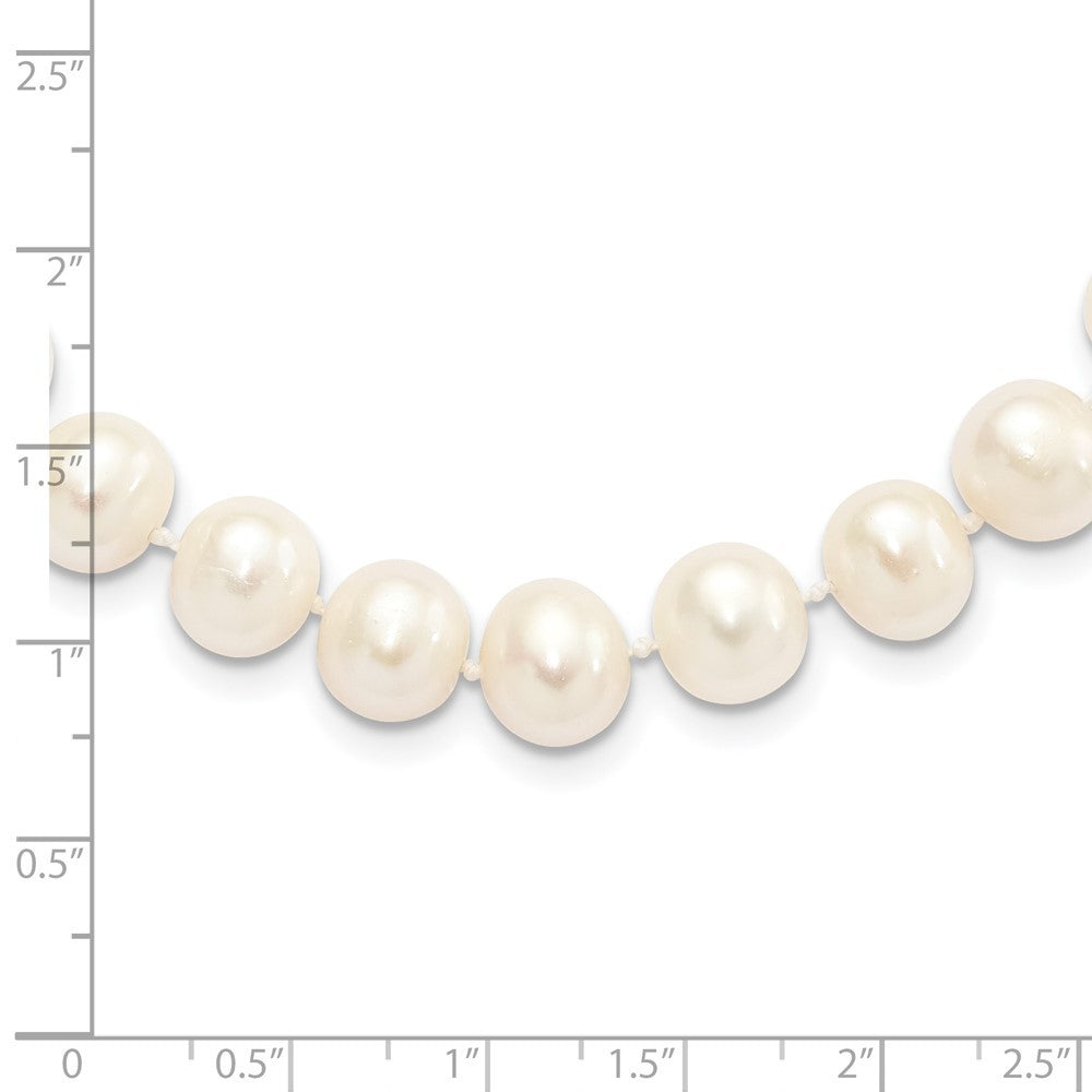 Sterling Silver Rhodium-plated 9-10mm White Cultured Pearl Necklace 18"