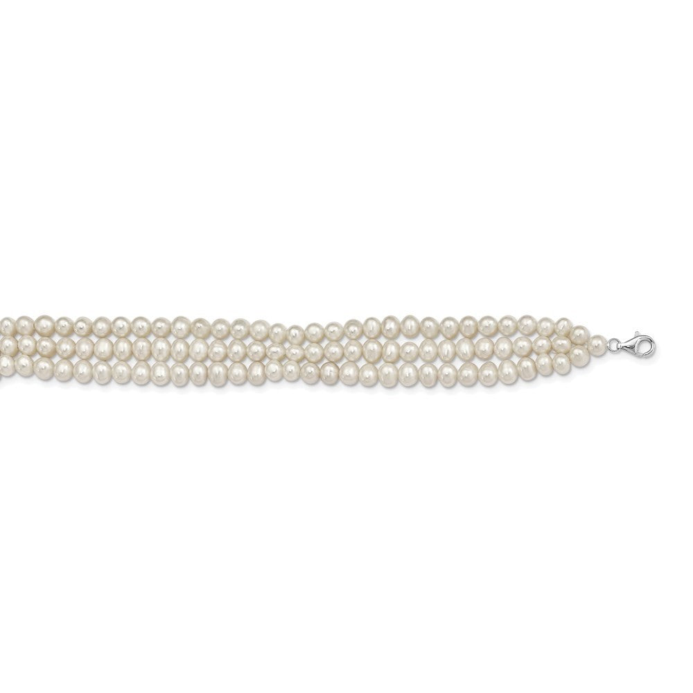 Sterling Silver 5-6mm White Semi-Round Cultured Pearl 14" with 1.5" Choker