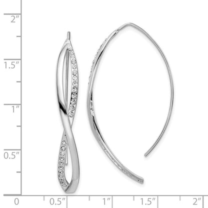 Sterling Silver Rhodium-plated Cubic Zirconia Twisted Threader Earrings