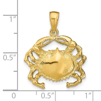 14k Yellow Gold Crab Pendant for Women
