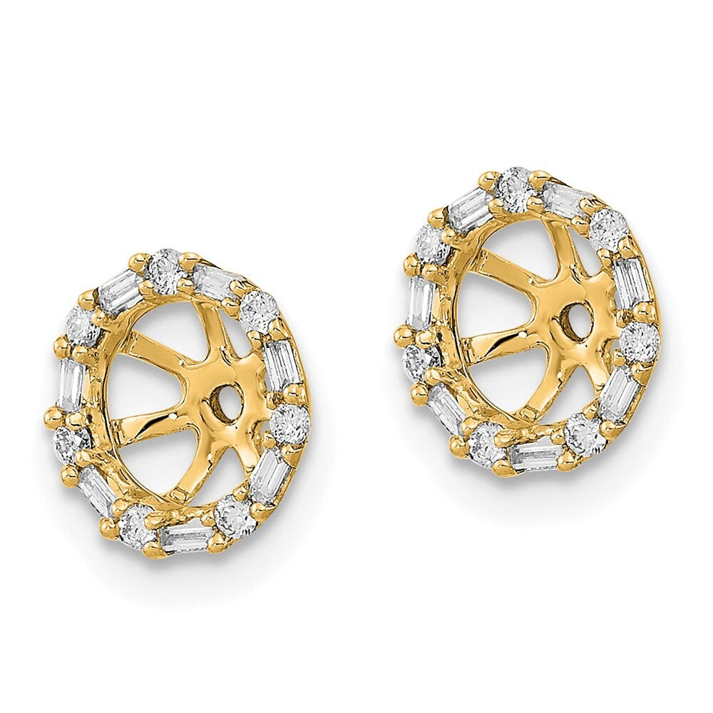 14k Yellow Gold Diamond Earring Jackets Gift for Women