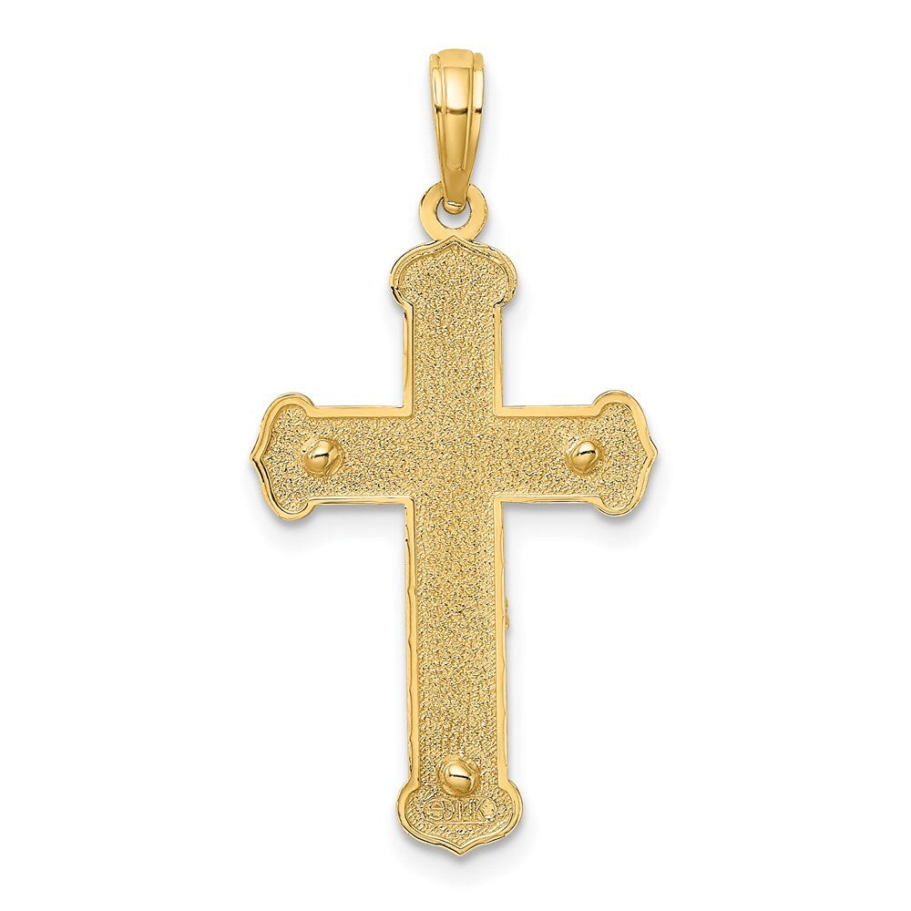 14k Two-tone Gold Engraved Crucifix Charm Pendant for Women
